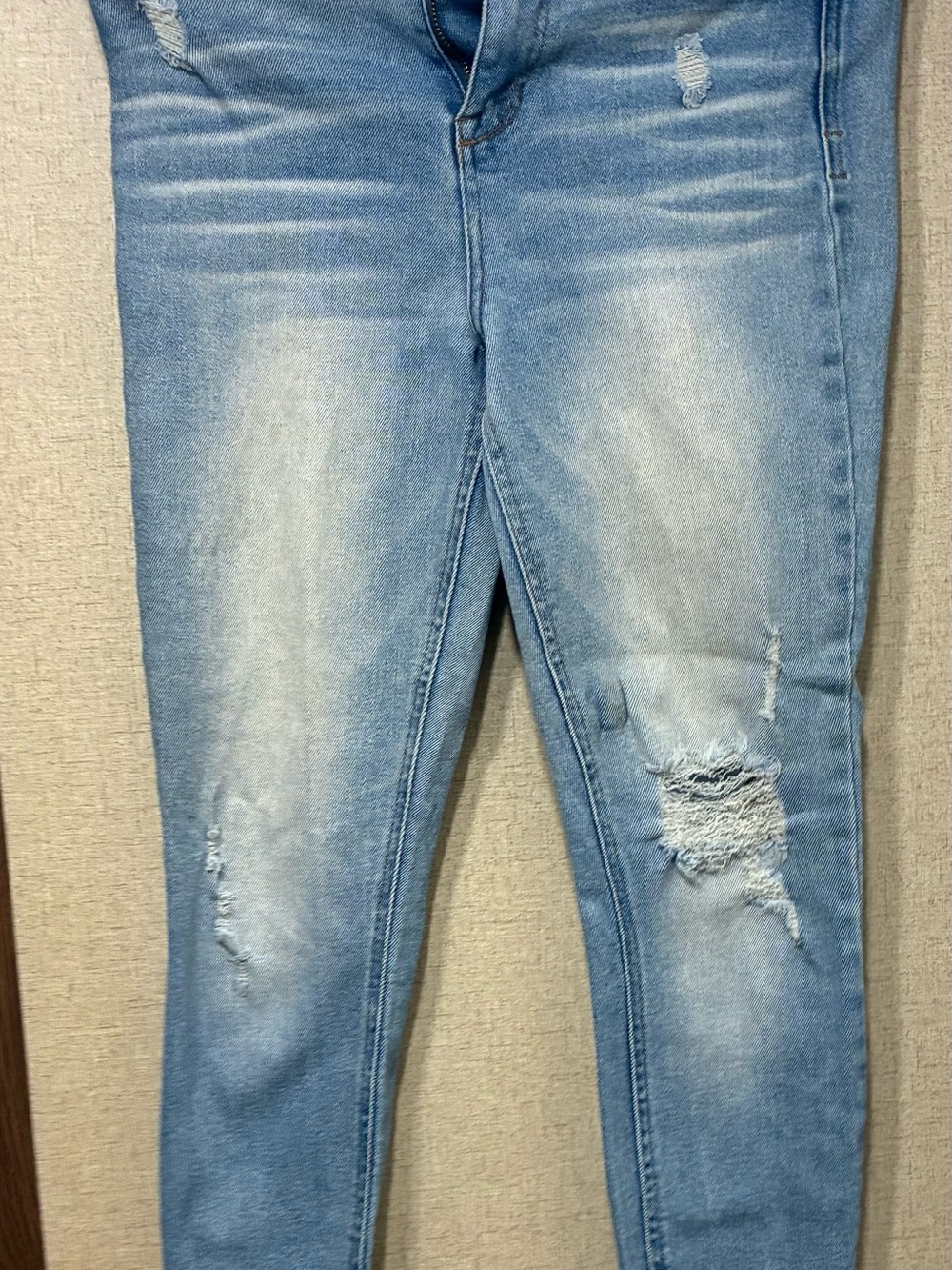 Celebrity Pink Light Blue Distressed Skinny Jeans